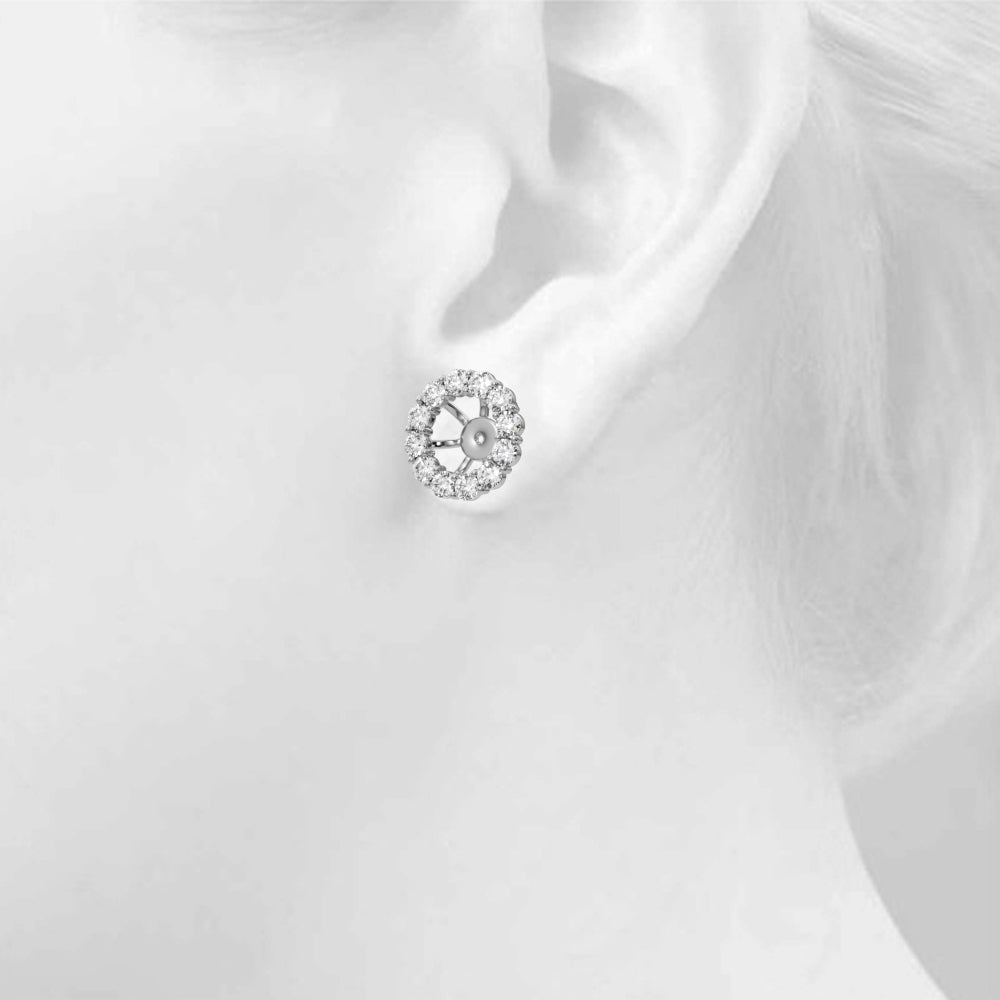 14K White Gold Lab Grown Diamond Earring Jacket For 1.0 Ct With 0.78 TCW Diamond (Lab Grown VS-SI1, E/F/G)