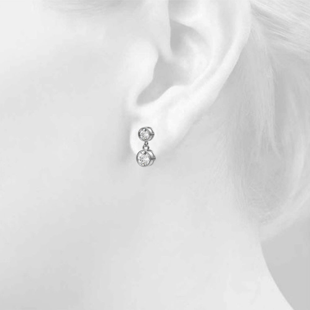 14K White Gold Lab Grown Diamond Fashion Earrings With 1 TCW Diamond (Lab Grown VS-SI1, E/F/G)