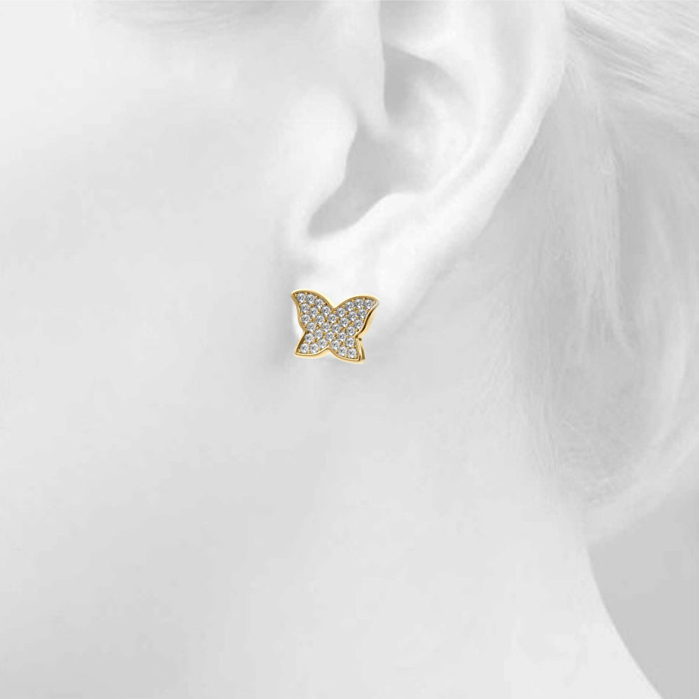 14K Yellow Gold Lab Grown Diamond Butterfly Earrings With 0.64 TCW Diamond (Lab Grown VS-SI1, E/F/G)
