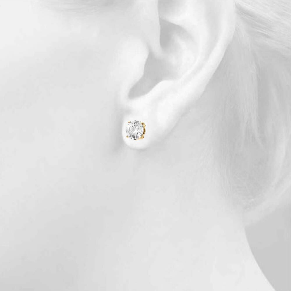 14K Yellow Gold (3 Cttw) 1.5ct 4 Prong Wire Stud Earring With 3 TCW Diamond (Lab Grown VS-SI1, E/F/G)