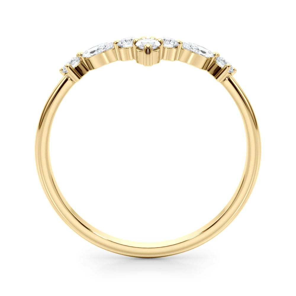 14K Yellow Gold Lab Grown Diamond Band Marquise & Round With 0.35 TCW Diamond (Lab Grown VS-SI1, E/F/G)