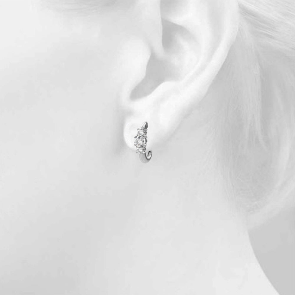 14K White Gold Lab Grown Diamond 3 Stone Earrings With 0.48 TCW Diamond (Lab Grown VS-SI1, E/F/G)
