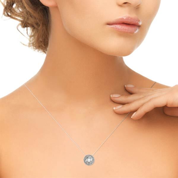14K White Gold Pendants Halo With 0.61 TCW Diamond (Lab Grown VS-SI1, E/F/G)