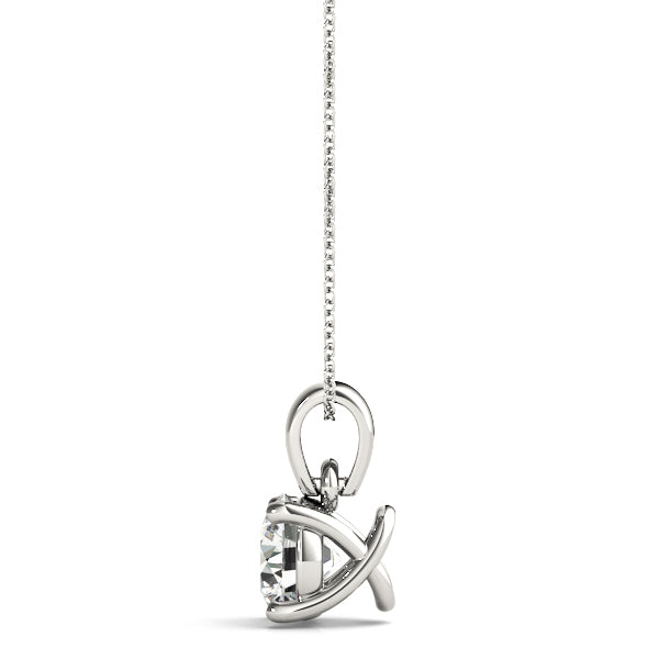 14K White Gold Pendants Solitaires With 0.50 TCW Diamond (Lab Grown VS-SI1, E/F/G)