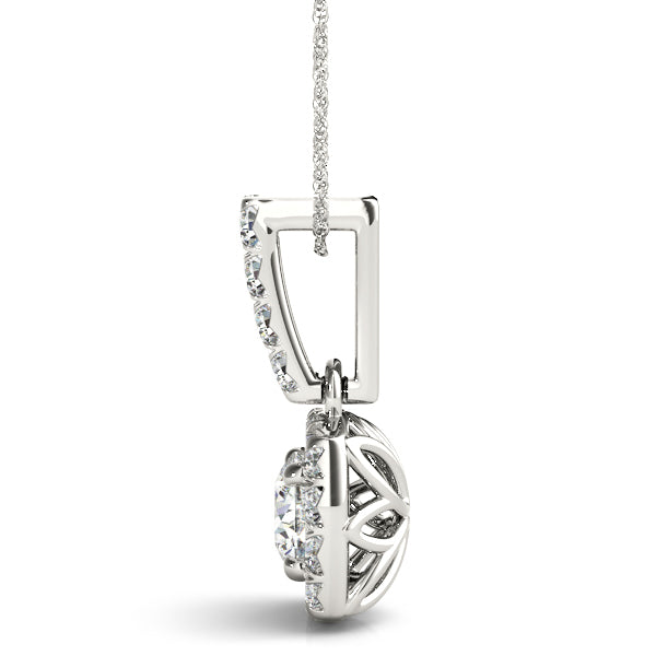 14K White Gold Pendants Halo With 1.09 TCW Diamond (Lab Grown VS-SI1, E/F/G)