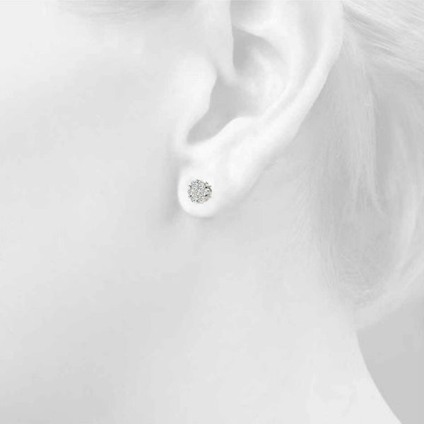 14K White Gold Earrings Cluster With 0.49 TCW Diamond (Lab Grown VS-SI1, E/F/G)