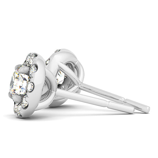 14K White Gold Earrings Halo With 0.60 TCW Diamond (Lab Grown VS-SI1, E/F/G)