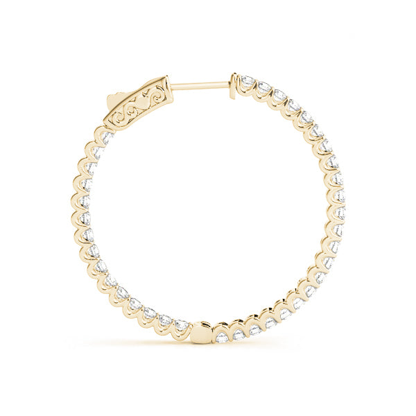 14K Yellow Gold 1.75 Inch 2 Prong Round Hoop With 0.75 TCW Diamond (Lab Grown VS-SI1, E/F/G)