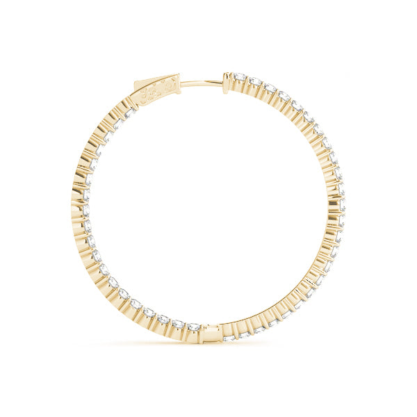14K Yellow Gold 1.2 Inch 2 Prong Round Hoop-open Back With 2.52 TCW Diamond (Lab Grown VS-SI1, E/F/G)