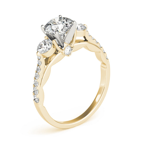 14K Yellow Gold Engagement Rings 3 Stone Round With 0.45 TCW Diamond (Lab Grown VS-SI1, E/F/G)