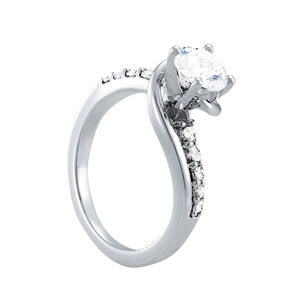 14K White Gold Engagement Rings Bypass With 0.13 TCW Diamond (Lab Grown VS-SI1, E/F/G)