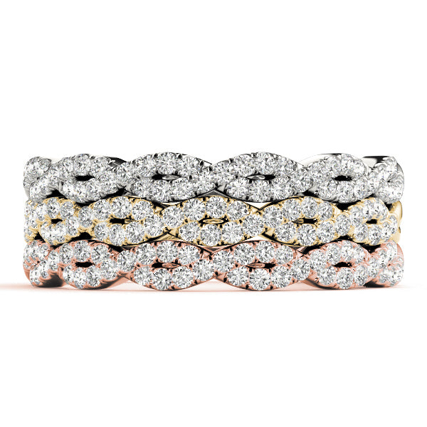 14K White Gold Twisted Wedding Band With 0.24 TCW Diamond (Lab Grown VS-SI1, E/F/G)