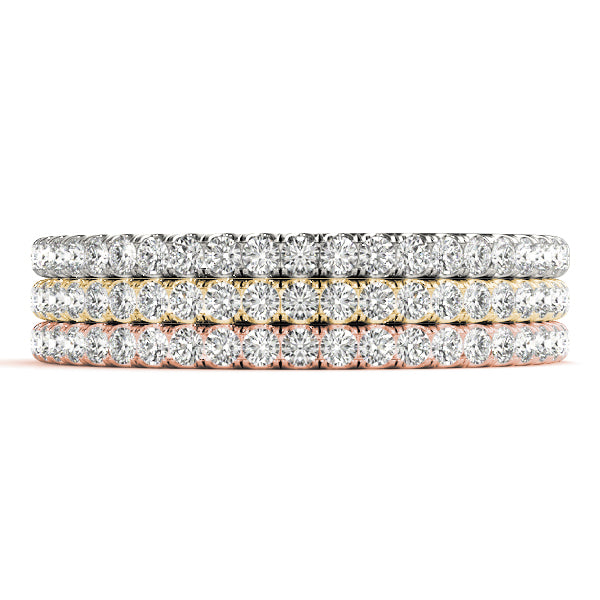 14K White Gold Wedding Bands Prong Set With 0.13 TCW Diamond (Lab Grown VS-SI1, E/F/G)