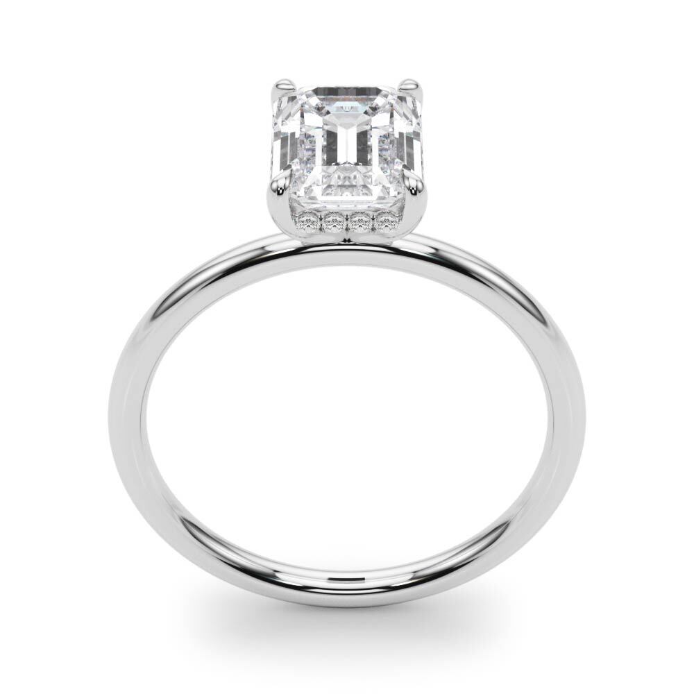 14K White Gold Engagement Ring Emerald Cut Center With 0.10 TCW Diamond (Lab Grown VS-SI1, E/F/G)