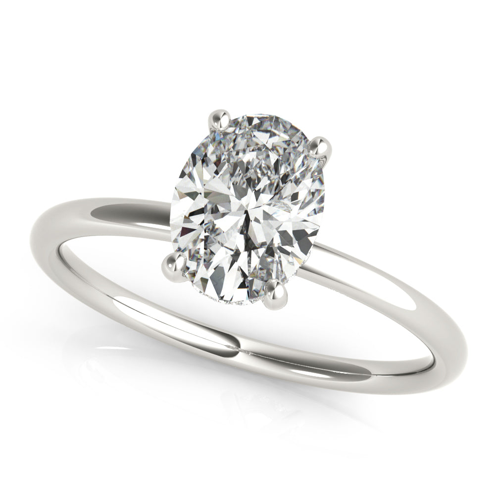 14K Yellow Gold Engagement Ring Oval Cut Center With 0.09 TCW Diamond (Lab Grown VS-SI1, E/F/G)