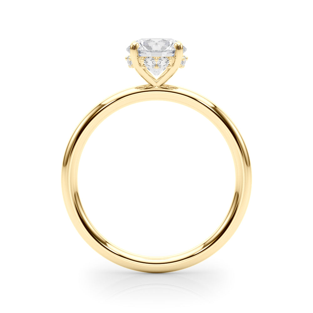 14K Yellow Gold Hidden Halo Rd Engagement Ring With 1.08 TCW Diamond (Lab Grown VS-SI1, E/F/G)