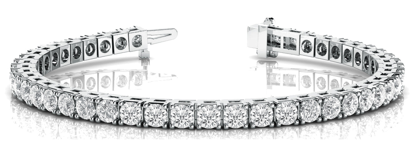 14K White Gold Bracelet In Line Prong Set With 3.02 TCW Diamond (Lab Grown VS-SI1, E/F/G)