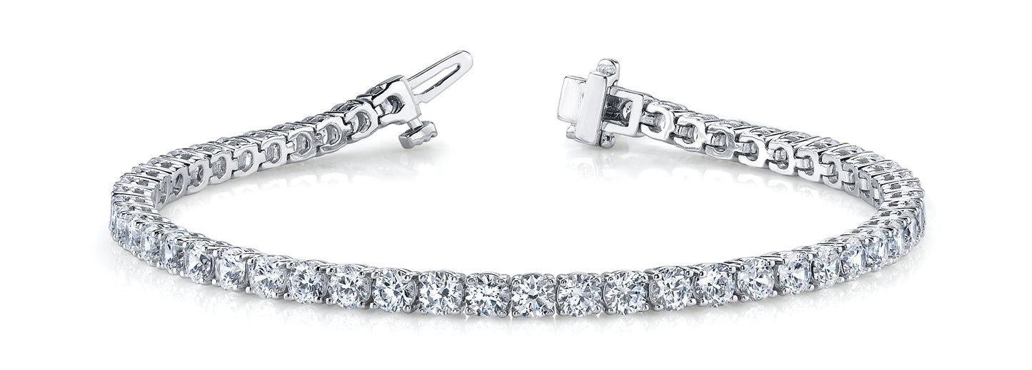 14K White Gold Bracelet In Line Prong Set With 4.65 TCW Diamond (Lab Grown VS-SI1, E/F/G)
