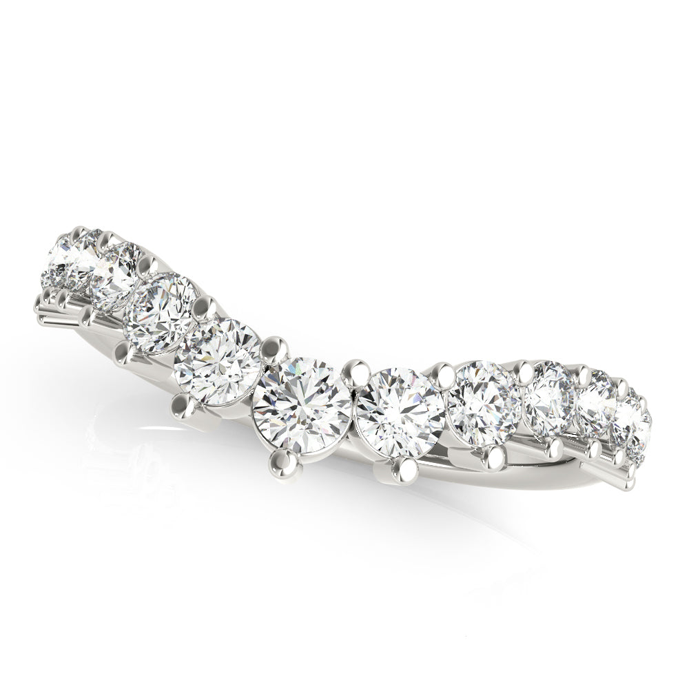 14K White Gold Chevron Graduated Diamond Band With 0.16 TCW Diamond (Lab Grown VS-SI1, E/F/G)
