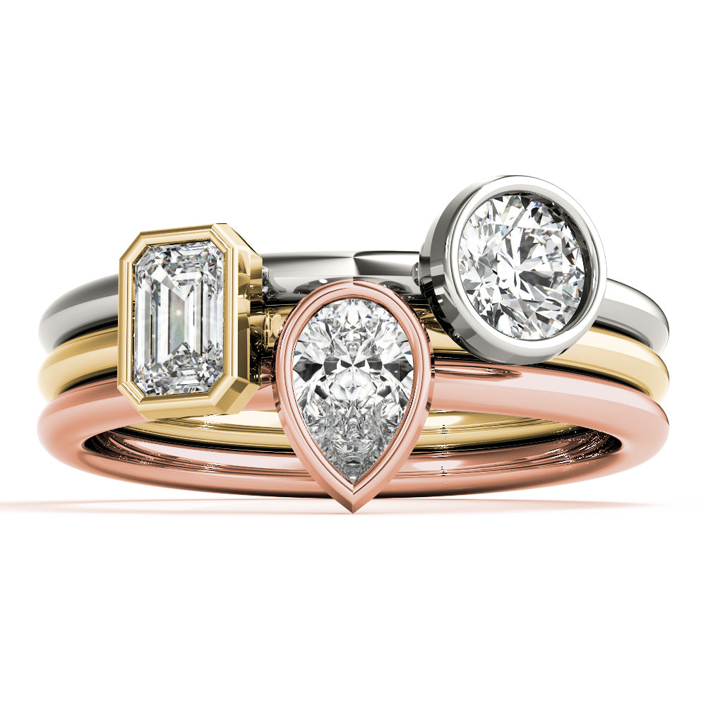 14K White Gold Emerald Solitaire Stackable With 0.30 TCW Diamond (Lab Grown VS-SI1, E/F/G)