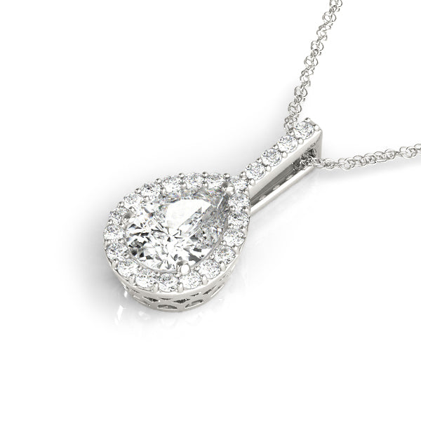 14K White Gold Pendants Halo With 0.55 TCW Diamond (Lab Grown VS-SI1, E/F/G)