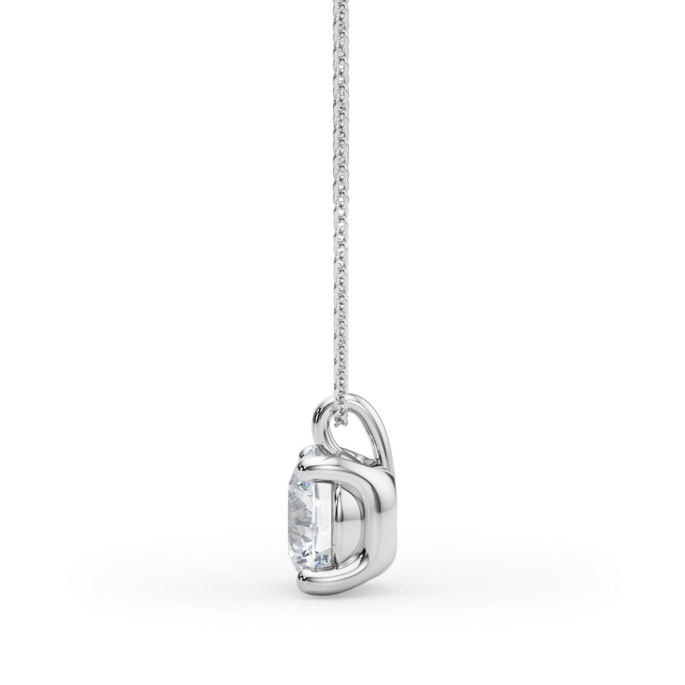14K White Gold Round Solitaire Pendant With 0.50 TCW Diamond (Lab Grown VS-SI1, E/F/G)