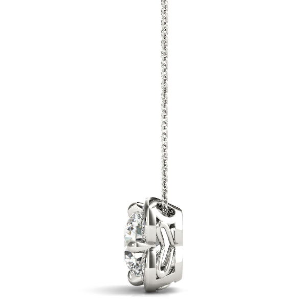 14K White Gold Pendants Halo With 0.57 TCW Diamond (Lab Grown VS-SI1, E/F/G)