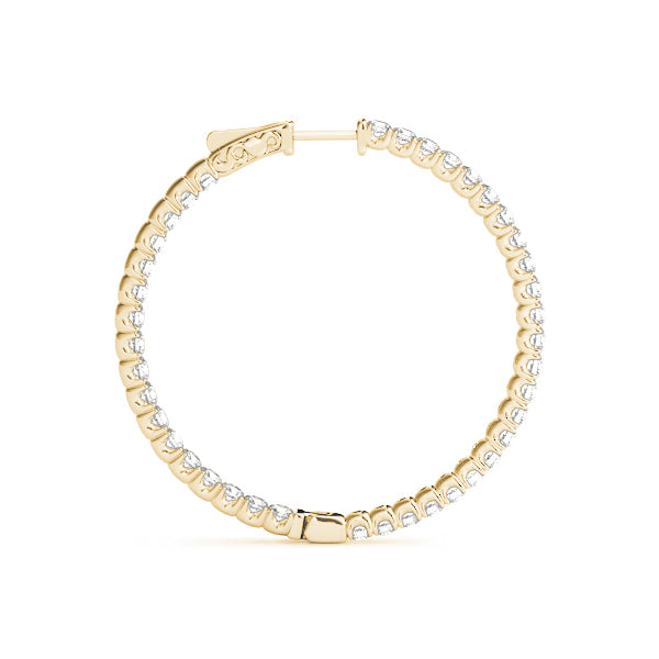 14K Yellow Gold 1 Inch 4 Prong Round Hoop With 0.66 TCW Diamond (Lab Grown VS-SI1, E/F/G)