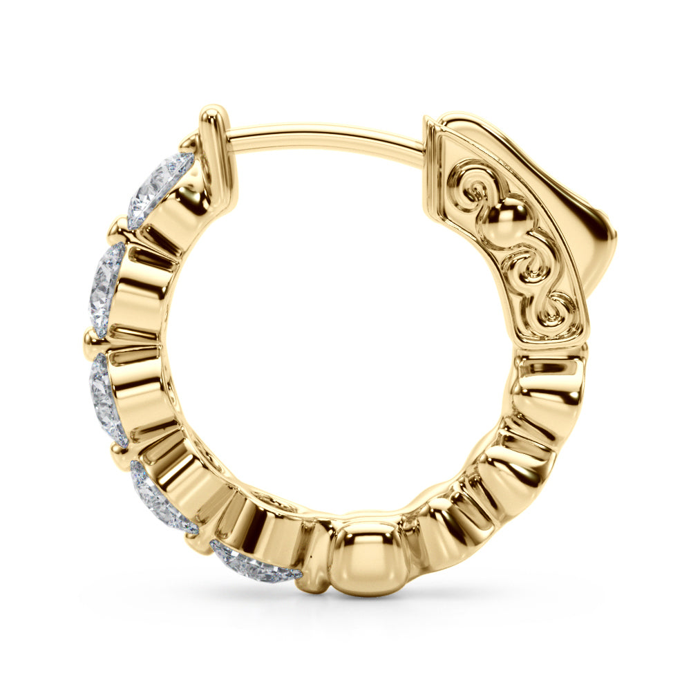 14K Yellow Gold Single Row Vault Lock Hoops With 0.50 TCW Diamond (Lab Grown VS-SI1, E/F/G)