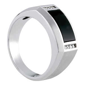 14K White Gold Gents Ring Color With 0.08 TCW Diamond (SI2, H-I)