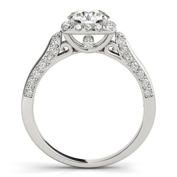 14K White Gold Engagement Rings Halo Round With 0.42 TCW Diamond (SI1-SI2, G-H)