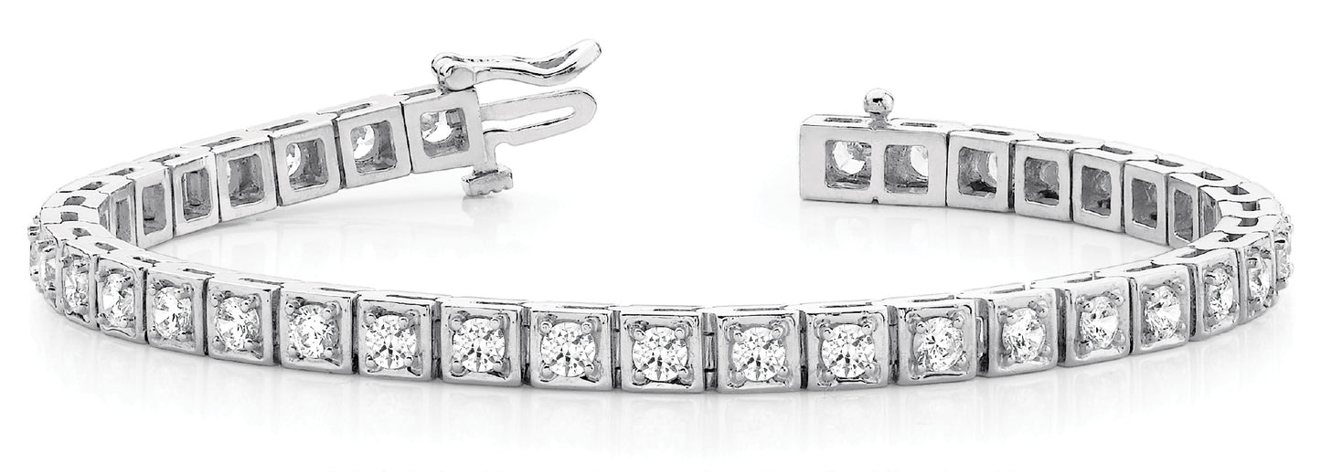 14K White Gold Bracelet In Line Illusion With 2.46 TCW Diamond (I1, H-I)