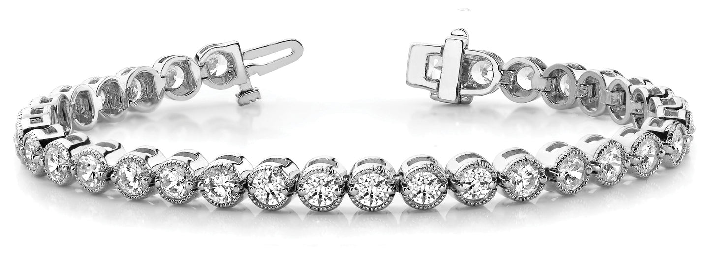 14K White Gold Bracelet In Line Prong Set With 2.13 TCW Diamond (I1, H-I)