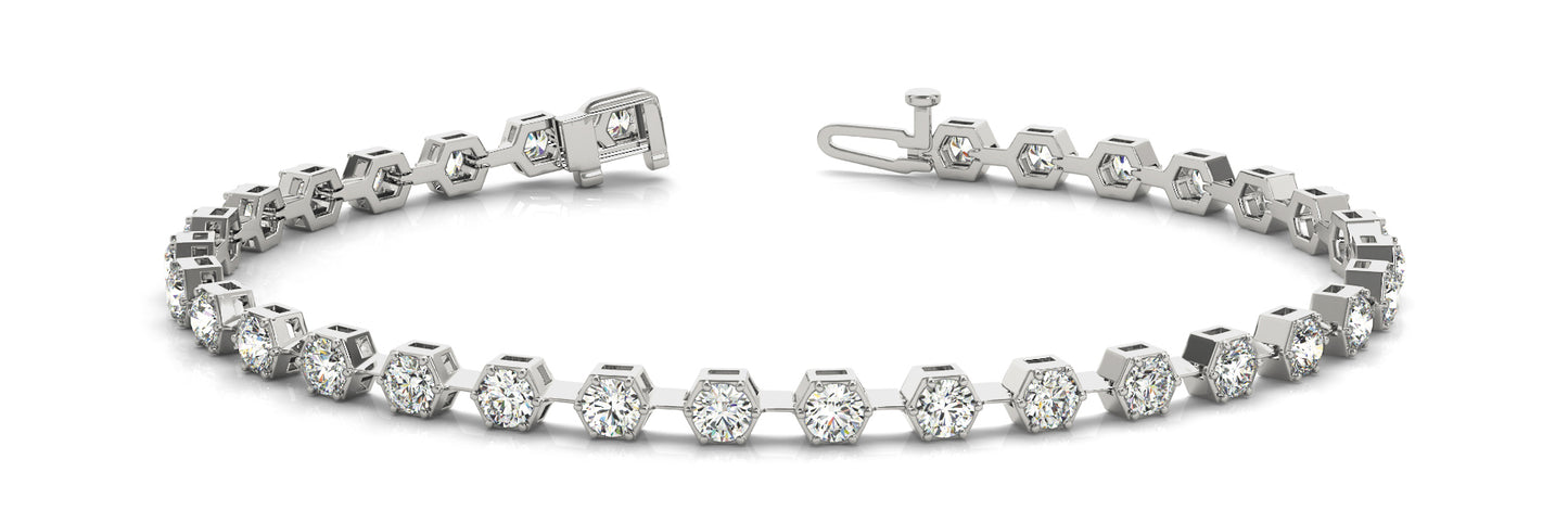14K White Gold Bracelet In Line Prong Set With 1.60 TCW Diamond (SI2, H-I)
