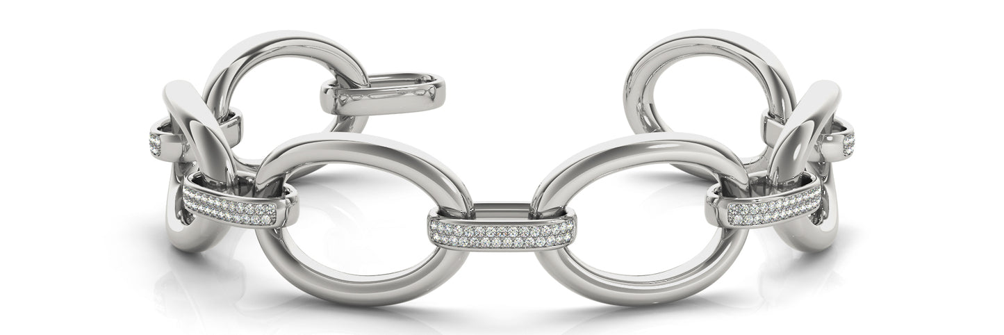 14K White Gold Bracelet Italian Made With 1.32 TCW Diamond (I1, H-I)