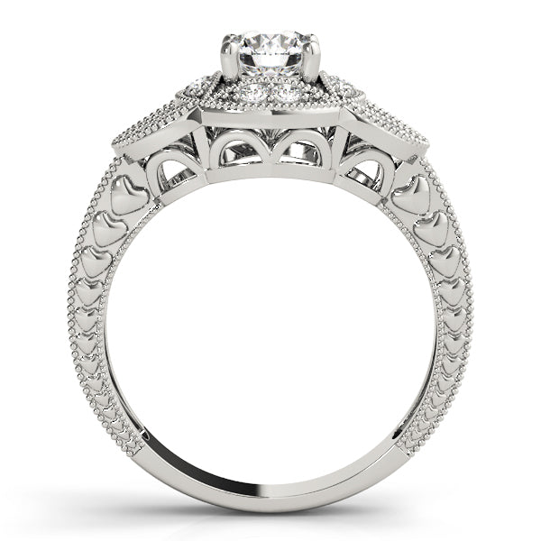 14K White Gold Engagement Rings Antique With 0.68 TCW Diamond (SI2, H-I)