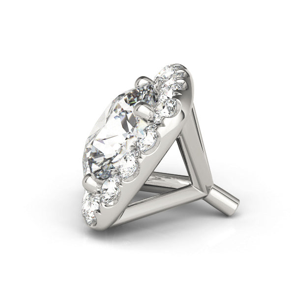 14K White Gold Round Center; Cushion Halo With 0.71 TCW Diamond (SI1-SI2, G-H)