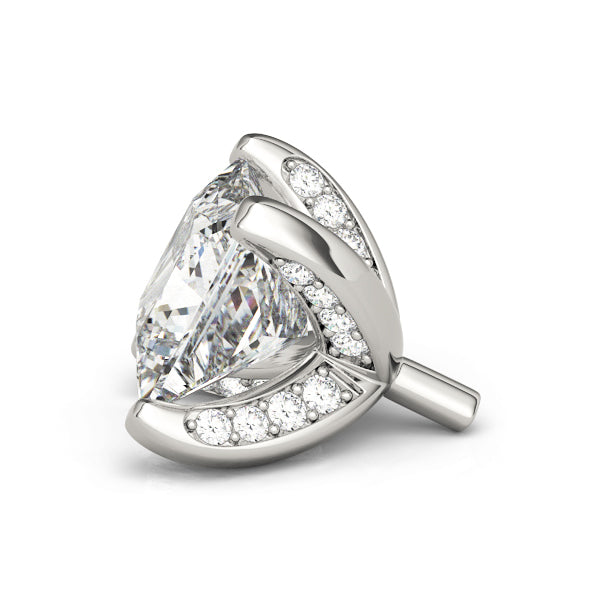 14K White Gold Princess Head Pave Inside Prong With 0.13 TCW Diamond (I1, H-I)