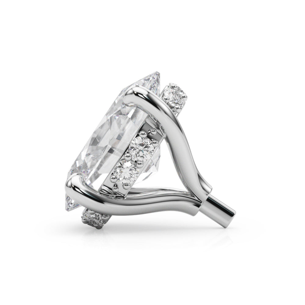 14K White Gold Hidden Halo Head Oval With 0.05 TCW Diamond (SI1-SI2, G-H)