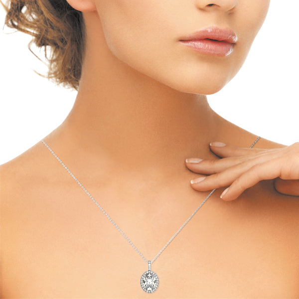 14K White Gold Pendants Halo With 2.14 TCW Diamond (SI1, G)