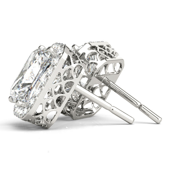 14K White Gold Earrings Halo With 0.13 TCW Diamond (SI2, H-I)