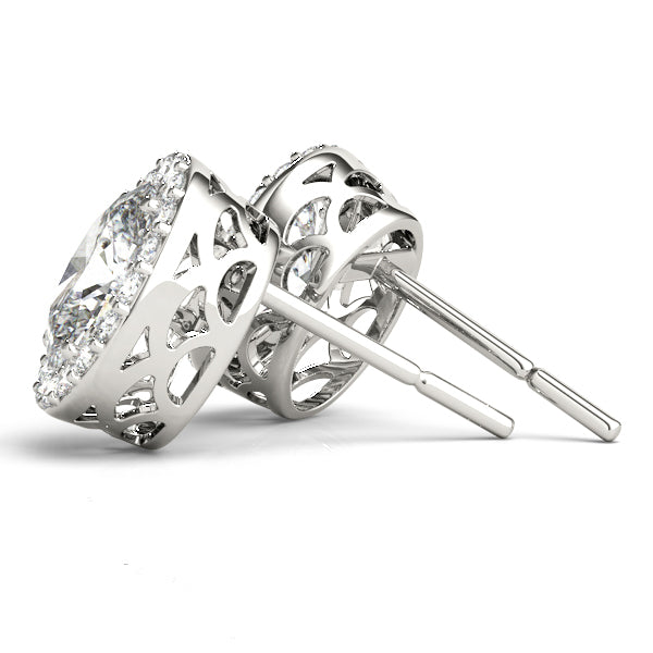 14K White Gold Earrings Halo With 0.12 TCW Diamond (SI2, H-I)