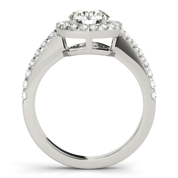 14K White Gold Engagement Rings Halo Round With 1.04 TCW Diamond (I2, H-I)