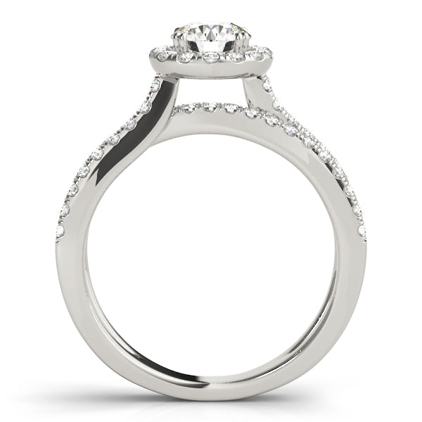 14K White Gold Engagement Rings Halo Round With 0.77 TCW Diamond (SI1-SI2, G-H)