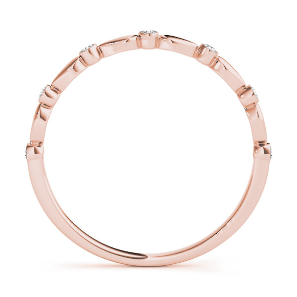 14K Rose Gold Wedding Bands Bezel Set With 0.07 TCW Diamond (SI2, H-I)