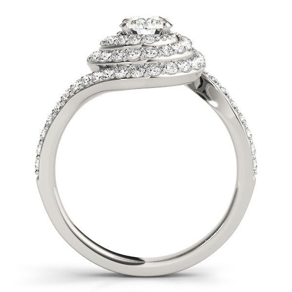 14K White Gold Engagement Rings Halo Round With 1.43 TCW Diamond (SI1-SI2, G-H)