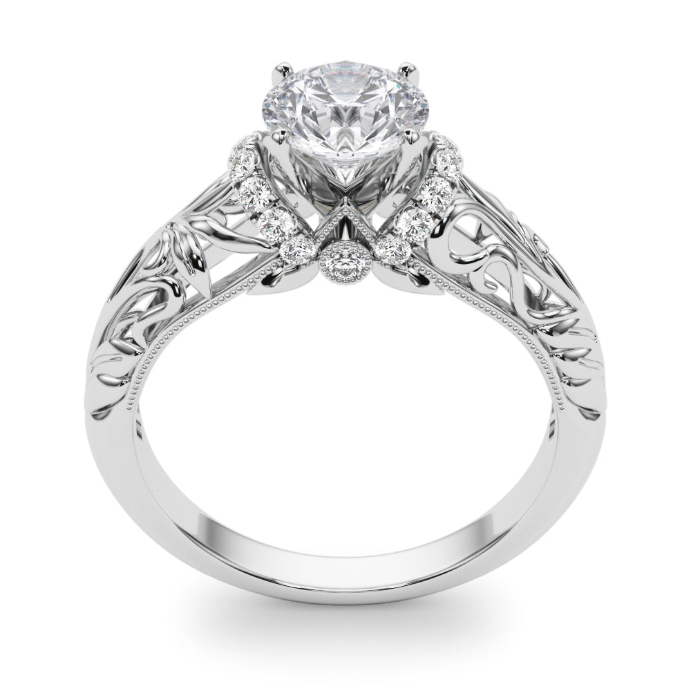 14K White Gold Engagement Rings Remounts Any Shape With 0.16 TCW Diamond (SI1-SI2, G-H)