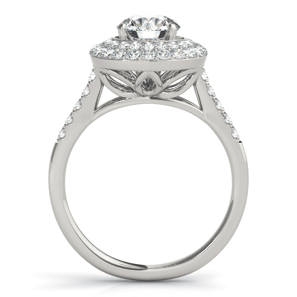 14K White Gold Engagement Rings Halo Round With 0.69 TCW Diamond (SI1-SI2, G-H)