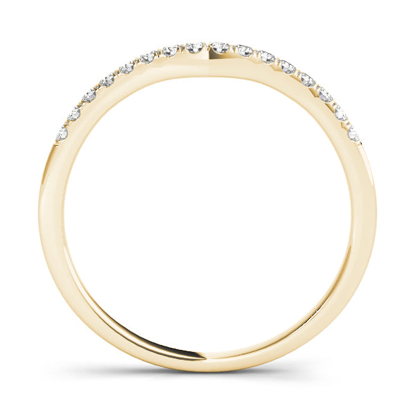 14K Yellow Gold Wedding Bands Curved Bands With 0.12 TCW Diamond (SI1-SI2, G-H)