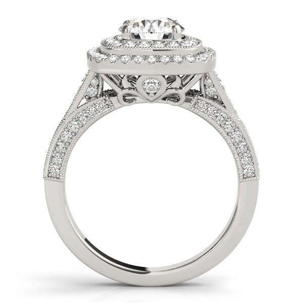 14K White Gold Engagement Rings Halo Round With 0.22 TCW Diamond (SI2, H-I)